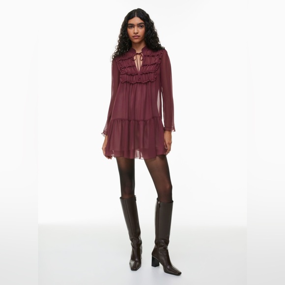 Aritzia Wilfred Alessia Mini Ruffle Dress - Picture 2 of 8
